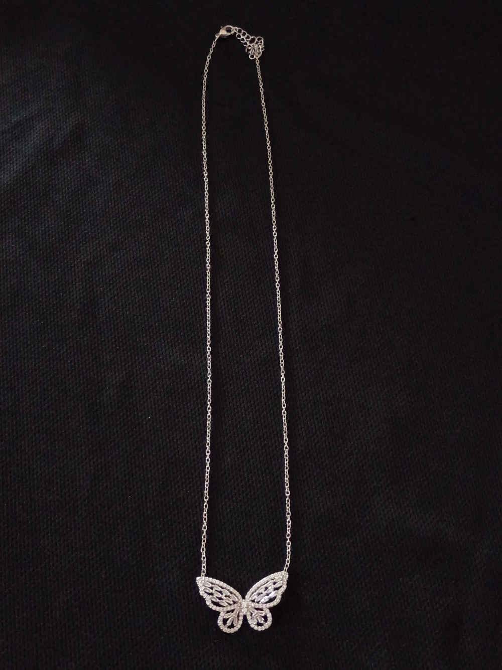 Women's Fine Silver Plated Cubic Zirconia Butterfly Necklace